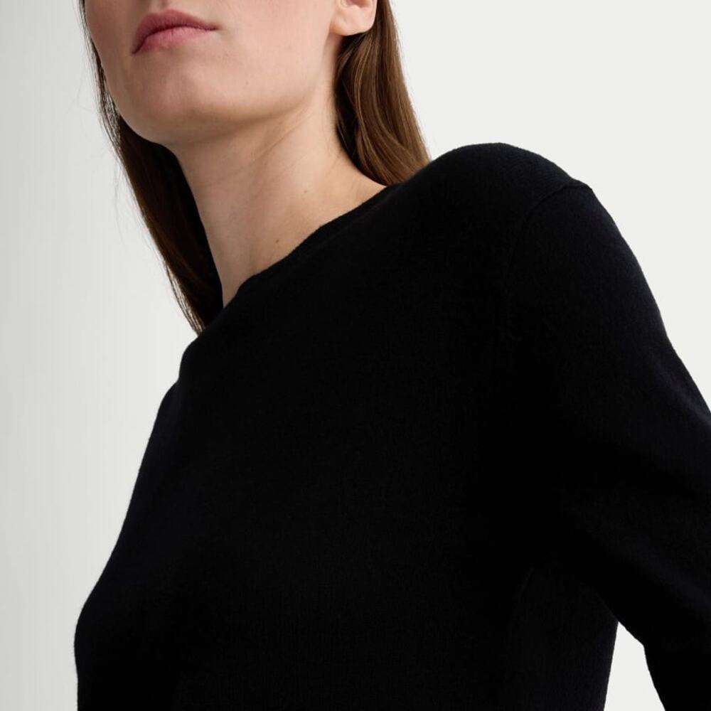 EVERLANE THE CLASSIC CREW IN CASHMERE SWEATER BLACK SIZE MEDIUM - Picture 3 of 10